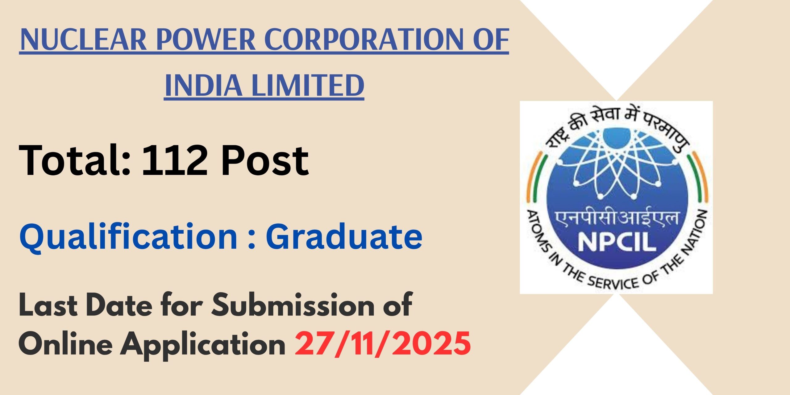 Nuclear Power Corporation of India Limited Recruitment 2025 Online Apply