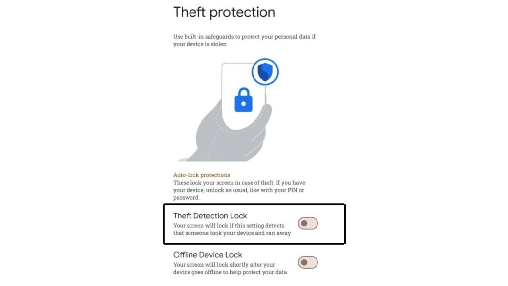 Android Theft Detection Lock automatically locking a smartphone when stolen