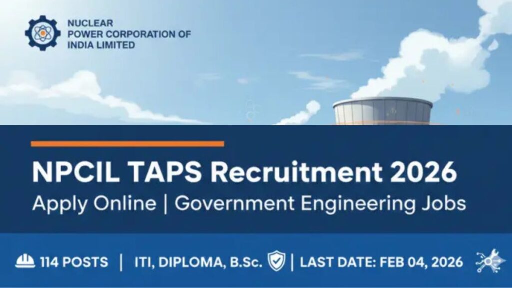 NPCIL TAPS Recruitment 2026 Apply Online for 114 Technical Posts