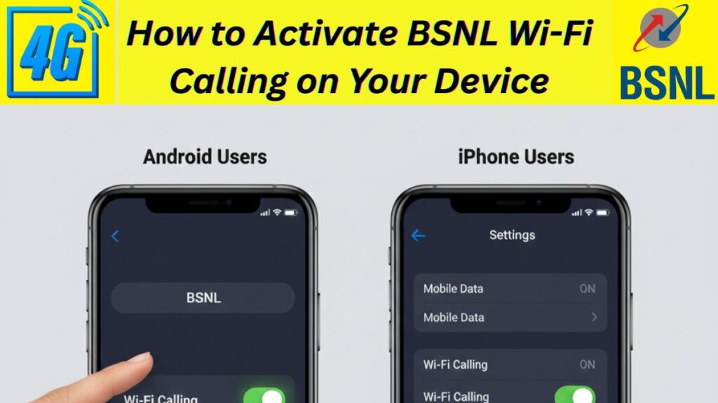 Step-by-step guide showing how to enable BSNL Wi-Fi Calling on Android and iPhone devices