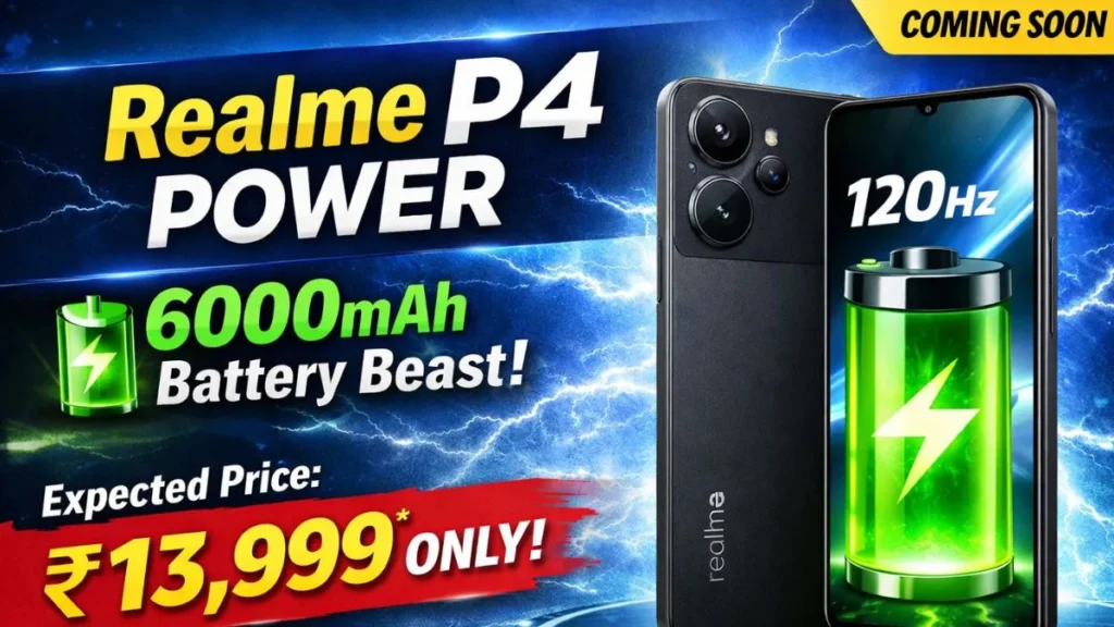 Realme P4 Power Price in India Revealed 6000mAh Battery Phone Under ₹15,000
